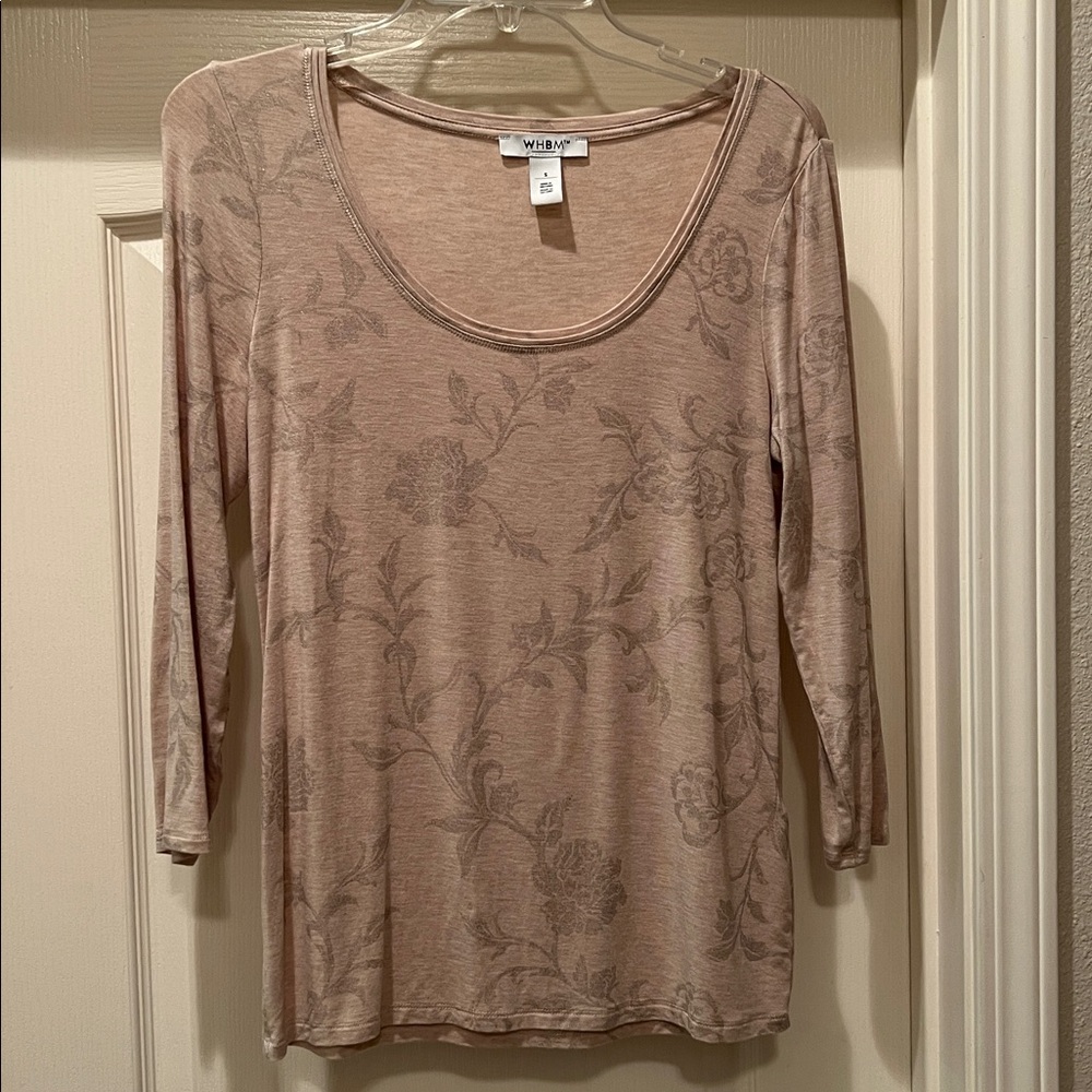 White House Black Market Metallic Striped 3/4 Sleeve Top Size Small